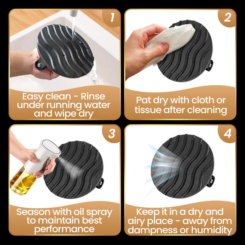 Gourmet Easy أداة ضغط البرجر سماش للسطح، 2 رطل أداة ضغط برجر ثقيلة مع مقبض مقاوم للحرارة، صانع لحم مقدد وسندويشات من الحديد الزهر، ضغط برجر لملحقات الشواء، ضمان 5 سنوات - Image 5