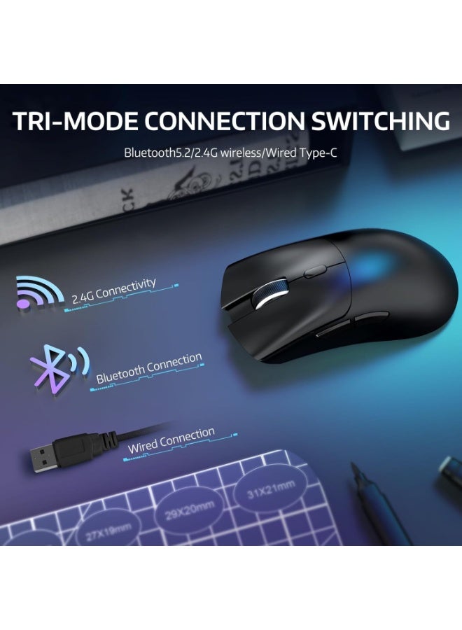 Attack Shark R1 Tri-Mode Wireless Gaming Mouse, 55g Lightweight Ergonomic Mouse, 18K DPI Optical Sensor, Bluetooth 5.2, 2.4G Wireless & USB Wired, 20 Million Click Lifespan, Esports Gaming Mouse for PC Gaming - Image 3