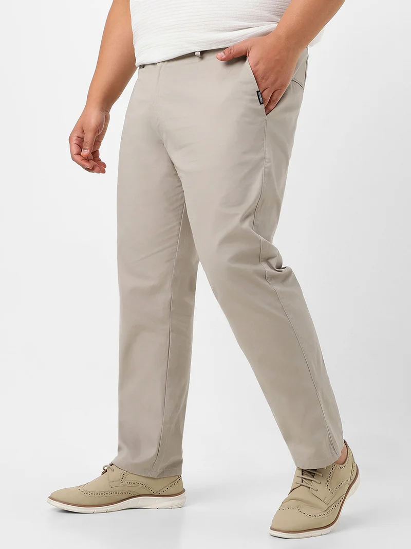 أوربانو فاشن Urbano Plus Men's Grey Cotton Regular Fit Casual Chinos Trousers