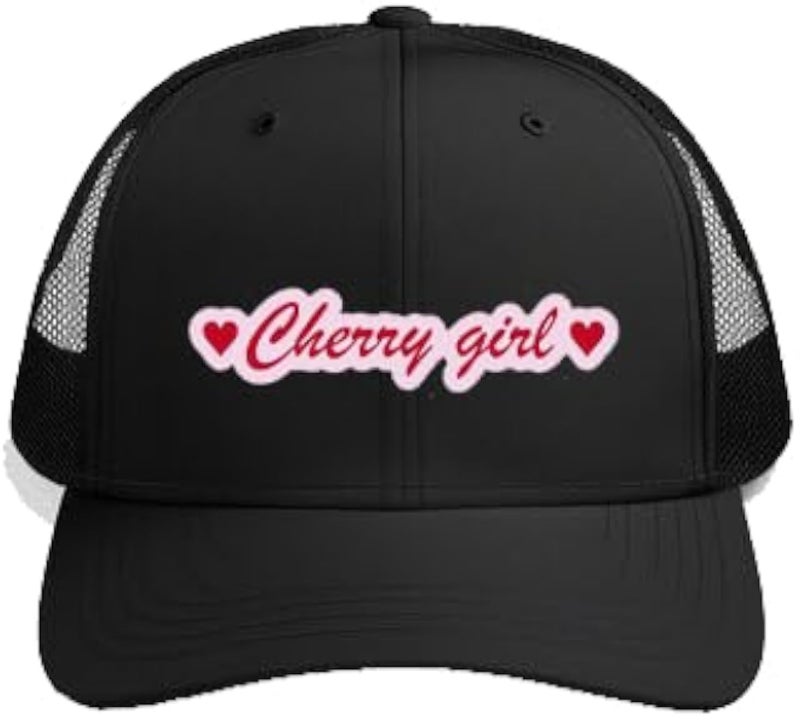 Cherry girl Plain unisex baseball cap Black