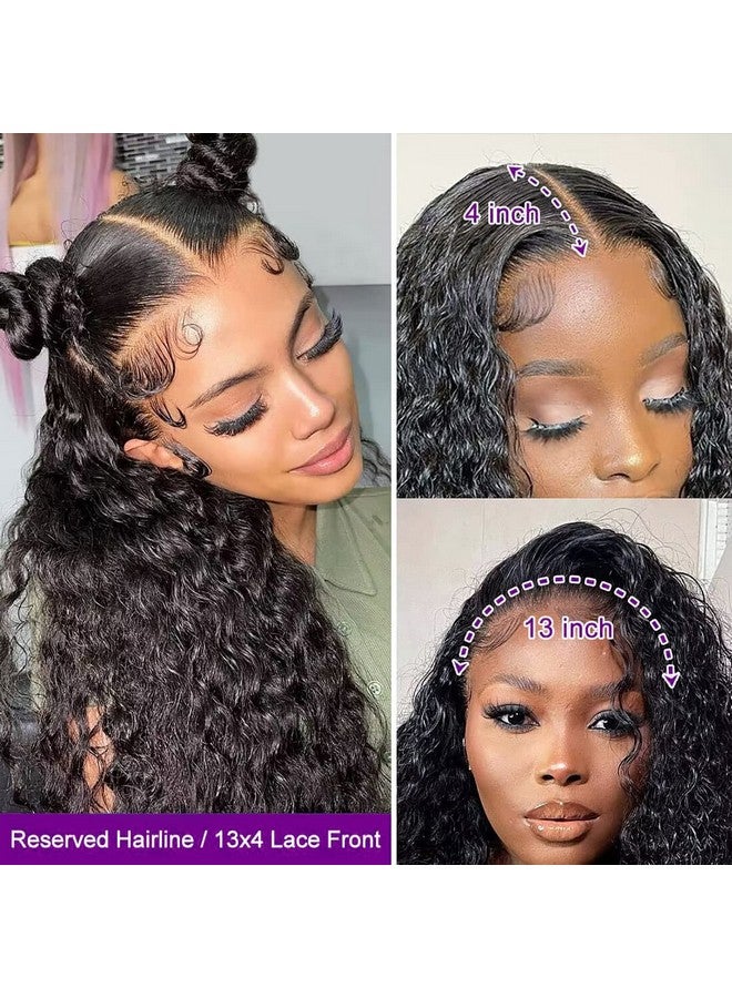 Ali Bling 26 Inch Deep Wave Lace Frontal Wig Human Hair Pre Plucked Glueless Wigs Human Hair 13X4 Hd Lace Frontal Wigs Deep Wave Human Hair Wigs For Black Women 150% Density Closure Wig Natural Black - Image 5