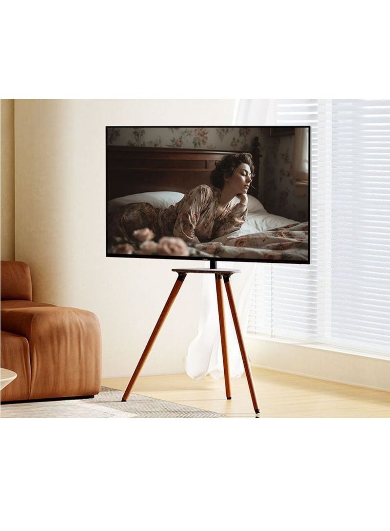 فلاشهوك حامل تلفزيون مع قاعدة حامل ثلاثي القوائم لشاشة 45-65 بوصة يصل وزنها إلى 40 كجم، حامل تلفزيون ثلاثي القوائم قابل للتعديل مع صينية لغرفة المعيشة، دوران 180 درجة - Image 1