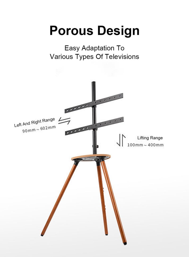فلاشهوك حامل تلفزيون مع قاعدة حامل ثلاثي القوائم لشاشة 45-65 بوصة يصل وزنها إلى 40 كجم، حامل تلفزيون ثلاثي القوائم قابل للتعديل مع صينية لغرفة المعيشة، دوران 180 درجة - Image 4