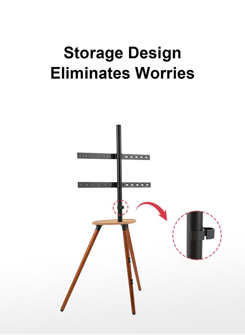فلاشهوك حامل تلفزيون مع قاعدة حامل ثلاثي القوائم لشاشة 45-65 بوصة يصل وزنها إلى 40 كجم، حامل تلفزيون ثلاثي القوائم قابل للتعديل مع صينية لغرفة المعيشة، دوران 180 درجة - Image 5