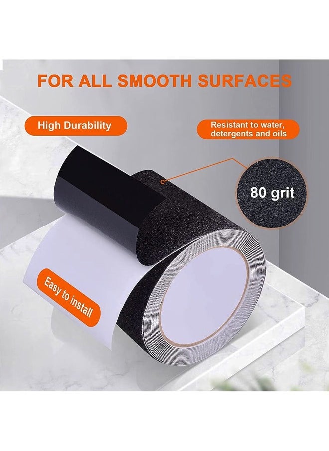 RongXin - Grip Tape - Heavy Duty Anti Slip Tape for Stairs Outdoor/Indoor Waterproof 5M Long 5CM Wide Each Roll Safety Non Slip Skid Roll for Stair Steps Ramp Traction Tread Staircases Adhesive Strips Black - Image 1