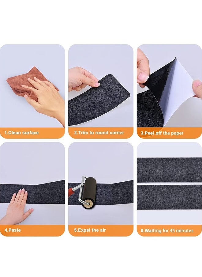 RongXin - Grip Tape - Heavy Duty Anti Slip Tape for Stairs Outdoor/Indoor Waterproof 5M Long 5CM Wide Each Roll Safety Non Slip Skid Roll for Stair Steps Ramp Traction Tread Staircases Adhesive Strips Black - Image 1