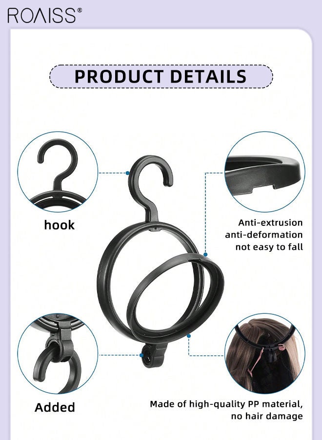 رويس مجموعة تخزين الشعر المستعار المكونة من 4 قطع، حامل تخزين الشعر المستعار القابل للتكديس وحقيبة تخزين الشعر المستعار الواقية القابلة لإعادة الاستخدام والمحمولة والمتينة ذات السحاب الشفاف، توفر المساحة، باللون الأسود - Image 3