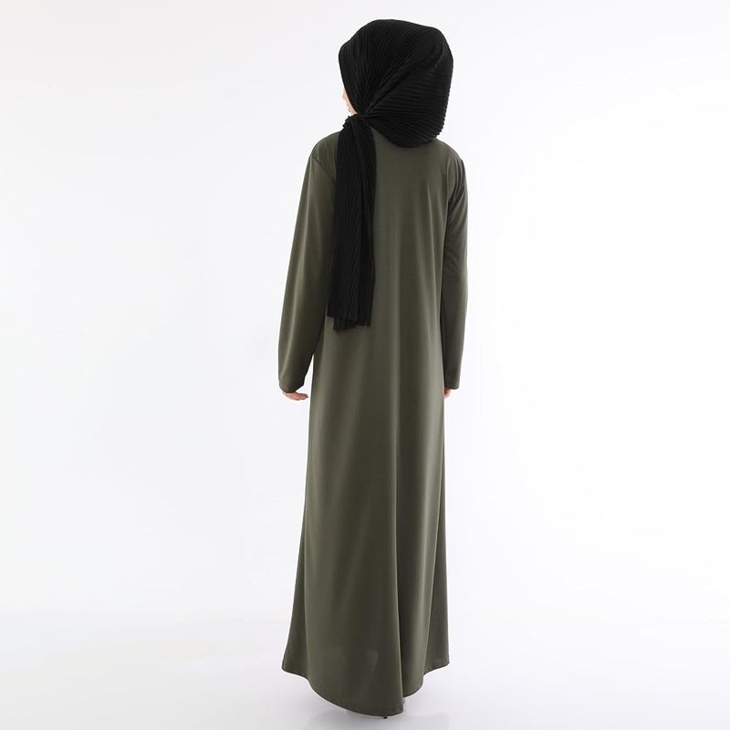 Elanesa  Women's Zipper Abaya Full Length Muslim Dress with Long Sleeves for Daily and Prayer Wear - Image 3