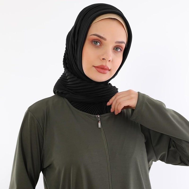 Elanesa  Women's Zipper Abaya Full Length Muslim Dress with Long Sleeves for Daily and Prayer Wear - Image 4