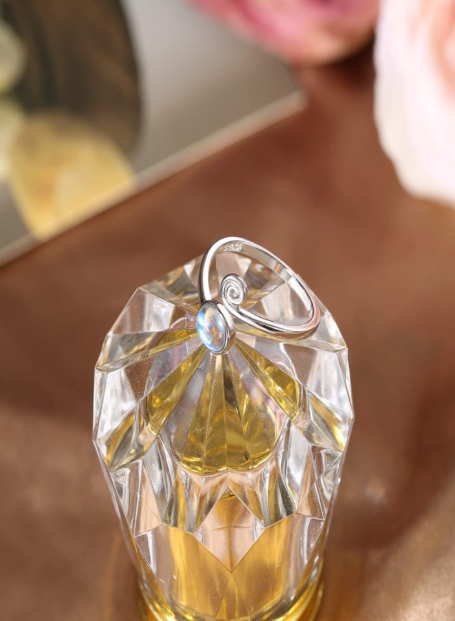 Jstyle مجموعة خواتم مفتوحة الأصابع من جستايل 925 فضة استرلينية للنساء مع حلقة قابلة للتعديل من حجر القمر قوس قزح، مجوهرات قدم شاطئية للنساء - Image 3