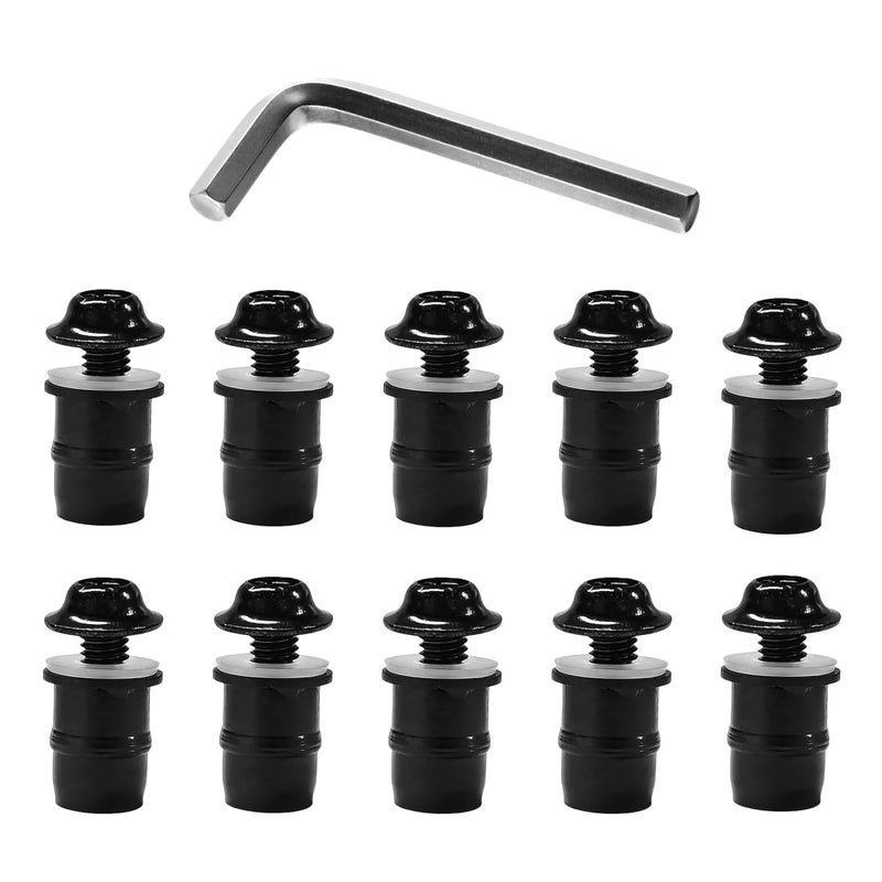 MUQIDA 10 PCS Motorcycle Windshield Bolts Screws Kit Aluminum Alloy Motorbike Windscreen Body Fasteners Universal Windshield Mounting Bolts with Wrench for Motorcycle Fairings Black - Image 3