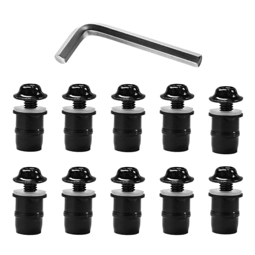 MUQIDA 10 PCS Motorcycle Windshield Bolts Screws Kit Aluminum Alloy Motorbike Windscreen Body Fasteners Universal Windshield Mounting Bolts with Wrench for Motorcycle Fairings Black - Image 1