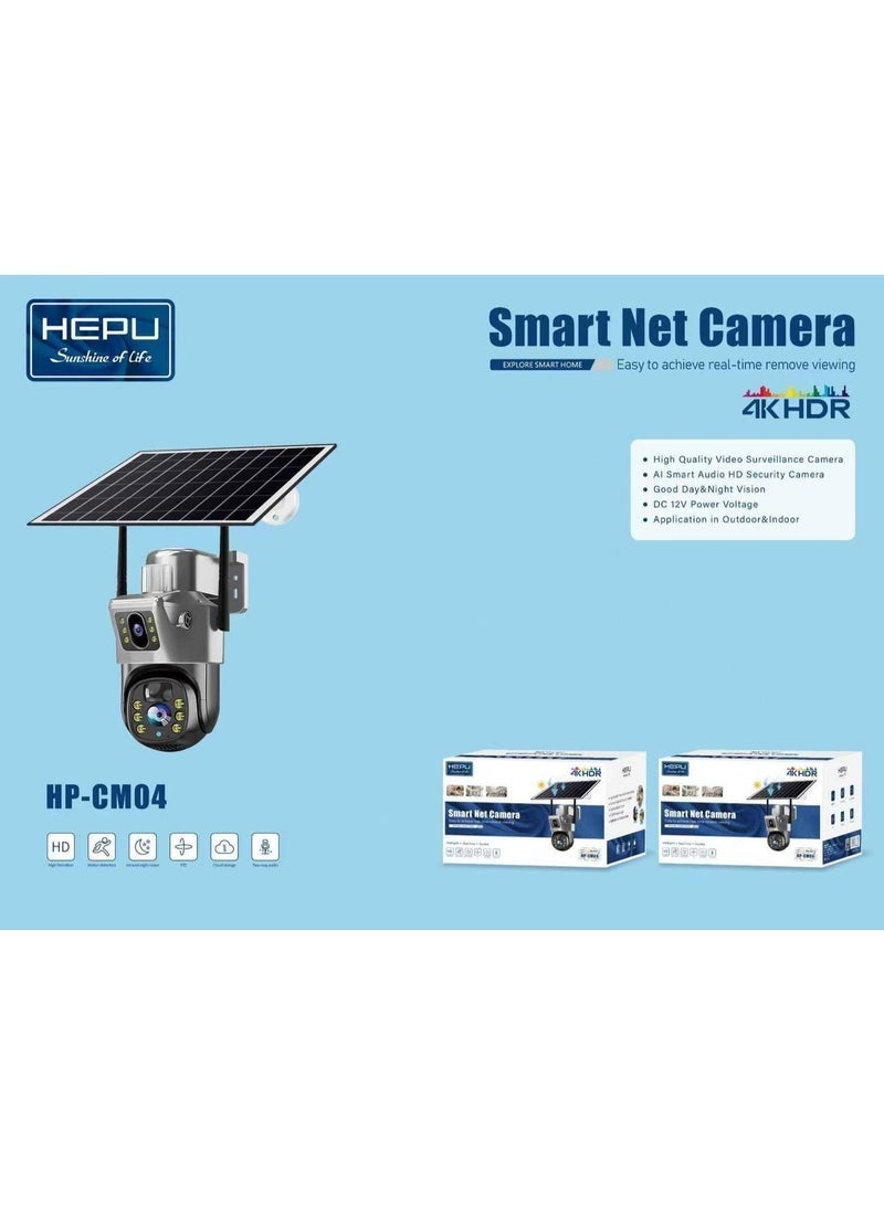 HEPU Wireless Solar Security Camera HP-CM04, Outdoor HD 1080P CCTV with Motion Detection, Night Vision, Two-Way Audio, Weatherproof & Easy DIY Installation, Solar-Powered Wireless Surveillance Camera - Image 3
