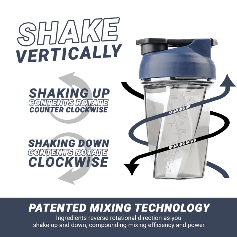 HELIMIX 1.5 Vortex Blender Shaker Bottle Holds Upto 20oz | No Blending Ball or Whisk | USA Made | Portable Pre Workout Whey Protein Drink Shaker Cup | Mixes Cocktails Smoothies Shakes | Top Rack Safe