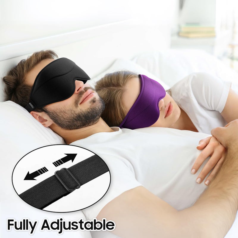 MOEASEii Sleep Mask - Total Blackout 3D Sleeping Mask, Super Lightweight & Silky Soft Eye Mask for Sleeping, Fully Adjustable Fit for Home, Office, Traveling, Meditation, Yoga, Black - Image 5
