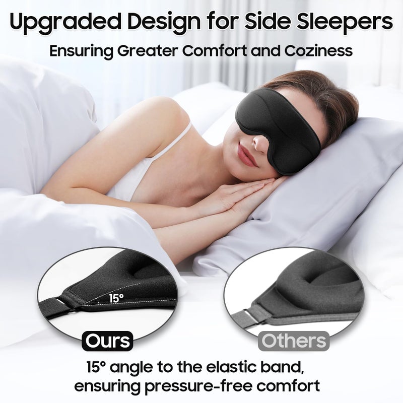 MOEASEii Sleep Mask - Total Blackout 3D Sleeping Mask, Super Lightweight & Silky Soft Eye Mask for Sleeping, Fully Adjustable Fit for Home, Office, Traveling, Meditation, Yoga, Black - Image 3
