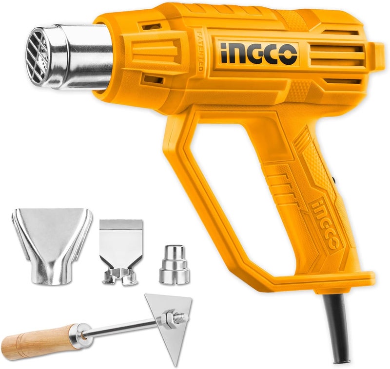 INGCO Heat Gun, 2000W Heavy Duty Hot Air Gun With 3 Nozzles And 1Pcs Scraper, 480℃- 560℃ Heat Gun With Overload Protection For Crafts, Shrinking Pvc, Stripping Paint - Image 1