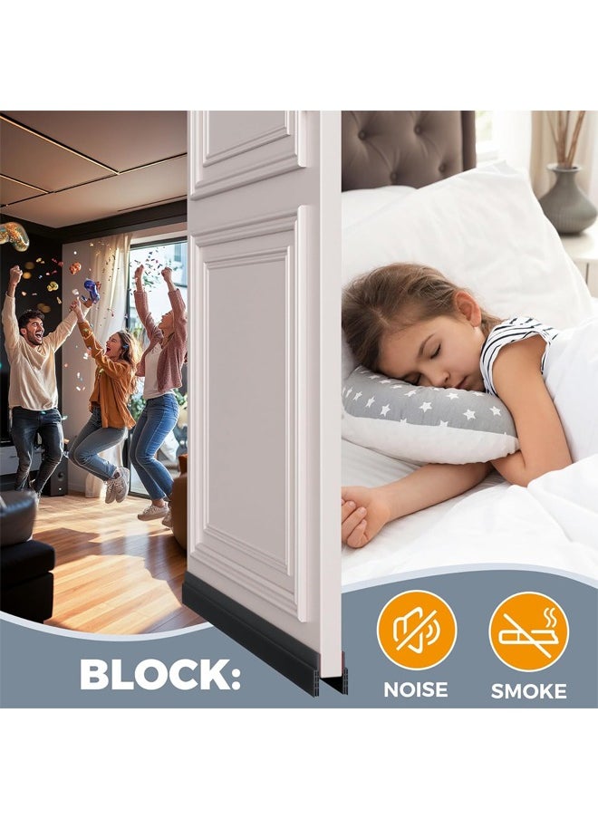 YelaJoy - 2 Pack Under Door Draft Stopper,  Adjustable Door Sweep  Anti-Collision, Strong Adhesive, Weather Stripping Tape Soundproof Draught Stoppers, Garage Window Blocker Noise Cold Air Insulation(5cm *100cm, Black) - Image 1