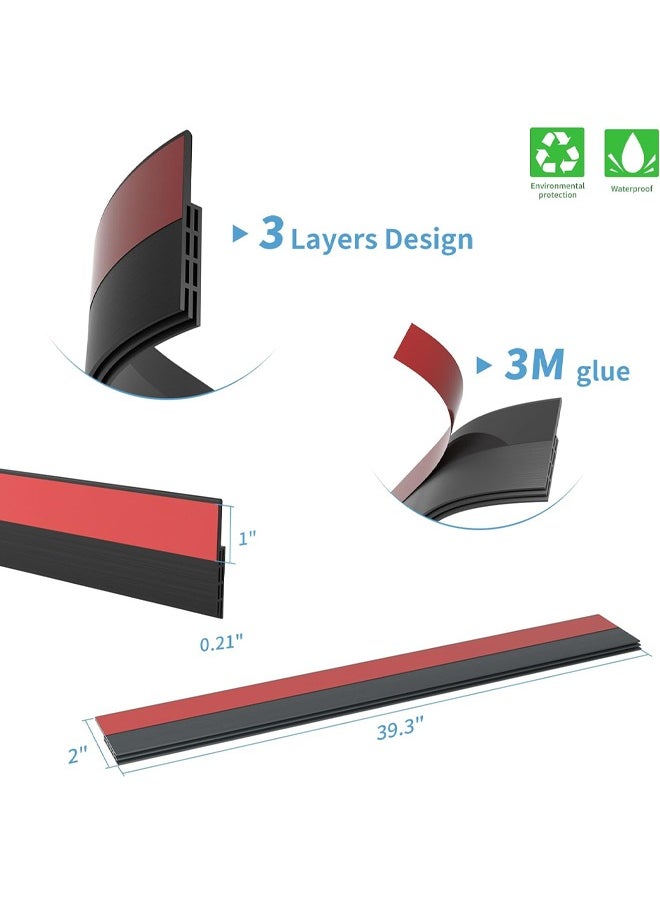 YelaJoy - 2 Pack Under Door Draft Stopper,  Adjustable Door Sweep  Anti-Collision, Strong Adhesive, Weather Stripping Tape Soundproof Draught Stoppers, Garage Window Blocker Noise Cold Air Insulation(5cm *100cm, Black) - Image 1