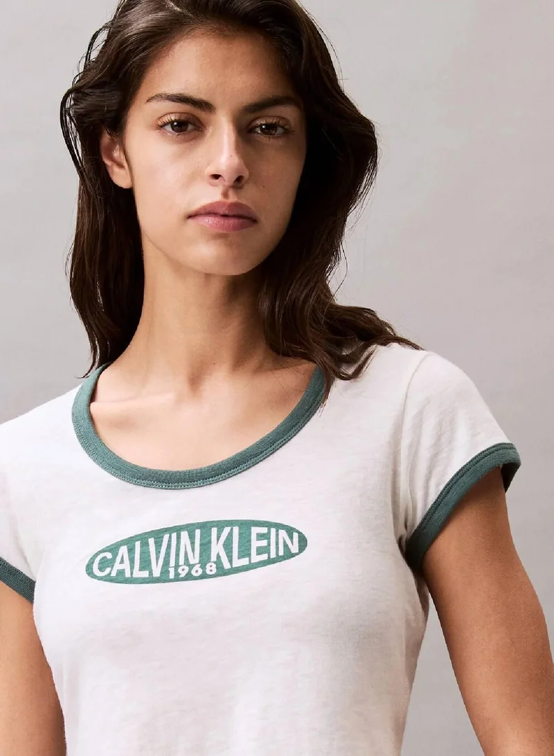 Calvin Klein Snow White Logo Graphic Baby Tee for Women | Best Price UAE