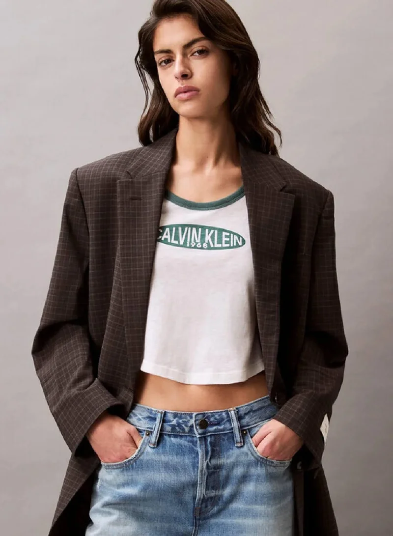 Calvin Klein Snow White Logo Graphic Baby Tee for Women | Best Price UAE