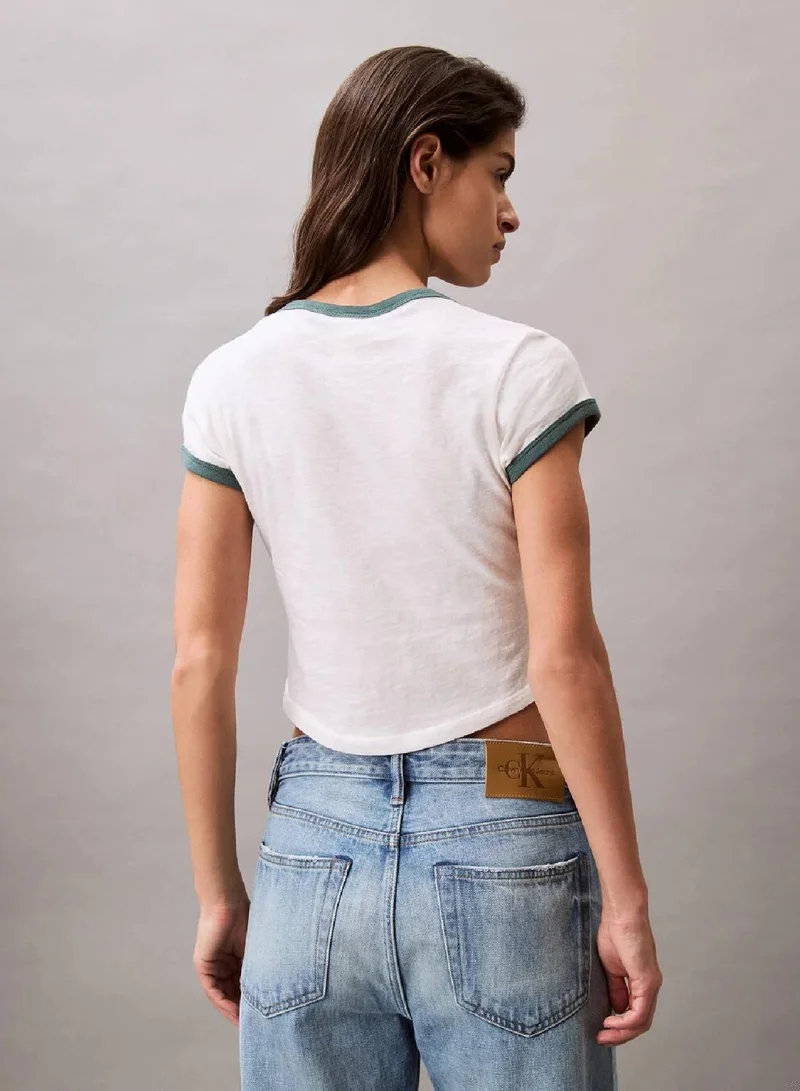 Calvin Klein Snow White Logo Graphic Baby Tee for Women | Best Price UAE