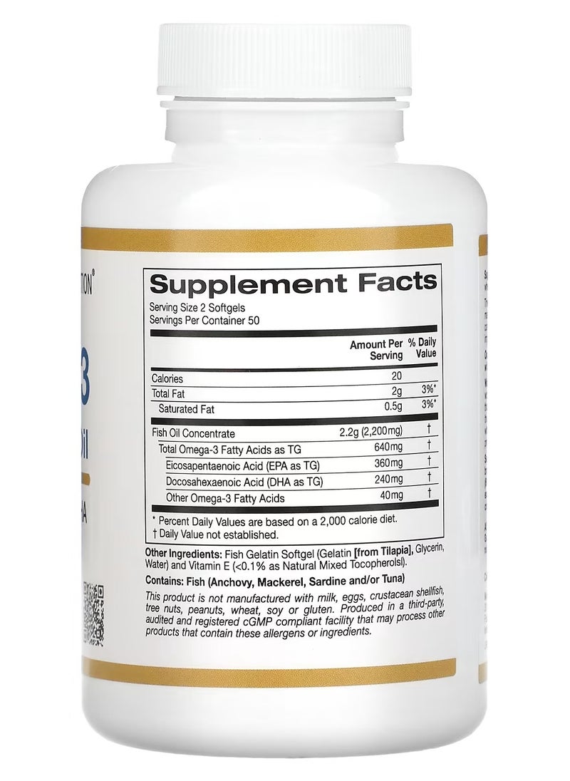 California Gold Nutrition Omega-3 Premium Fish Oil, 100 Fish Gelatin Softgels  - Image 3