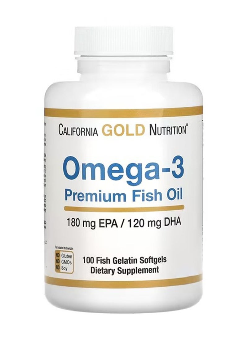 California Gold Nutrition Omega-3 Premium Fish Oil, 100 Fish Gelatin Softgels  - Image 1