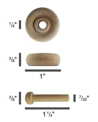 Maple Landmark Wood Wheels - 12 Pack with Free Axle Pegs - Made in USA (1" Diameter) - Image 3