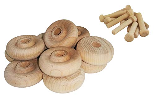 Maple Landmark Wood Wheels - 12 Pack with Free Axle Pegs - Made in USA (1" Diameter) - Image 5