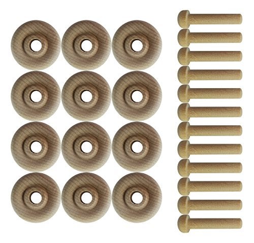 Maple Landmark Wood Wheels - 12 Pack with Free Axle Pegs - Made in USA (1" Diameter) - Image 2