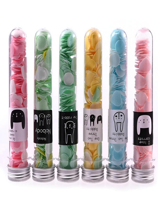 VISUAL ARREST Mini Portable Travel Soap Paper Sheets Disposable Handwashing Strips Flower Shape Test Tube Bottle Soap Paper for Kids School Children Outdoor Cartoon Cute Paper Soap (Pack of 5) - Image 1