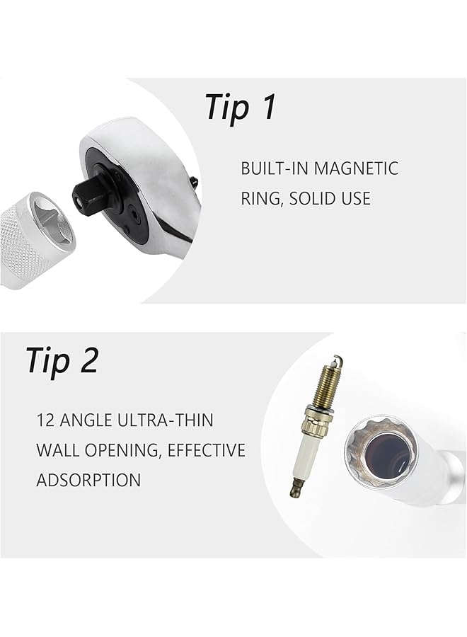 Bukela 14Mm&16Mm Spark Plug Socket,Thin Wall 12 Points 3/8" Drive Spark Plug Removal Tool Compatible With Bmw Nissan More Car,Crv Steel Magnetic Spark Plug Socket Set Car Tools - Image 5