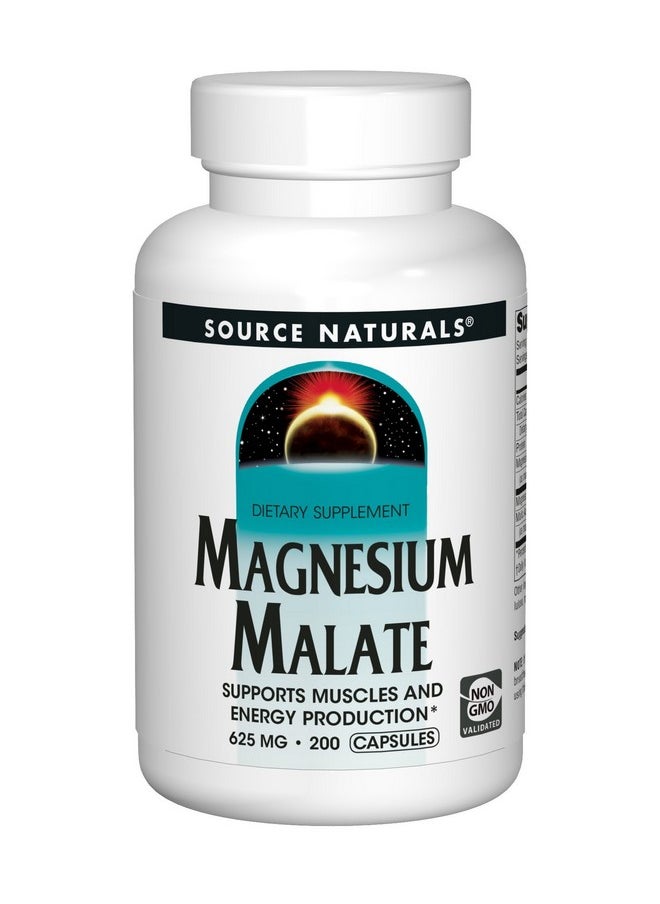 Source Naturals Source Naturals Magnesium Malate 625mg Supplement Essential, Bio-Available Magnesium Malic Acid Supplement - 200 Capsules (Packing may vary) 
