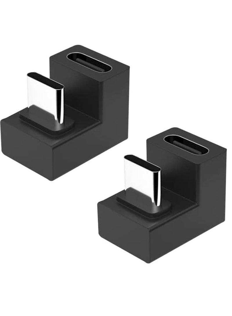 Y&D U Shape USB C to Adapter 180 Degree Angled 3.1 Type for Laptop, Tablet & Mobile Phone Nintendo Switch 2 Pack (Black) - Image 1