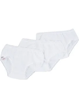 داجي White 3 Piece Combed Cotton Girls' Slip Panties