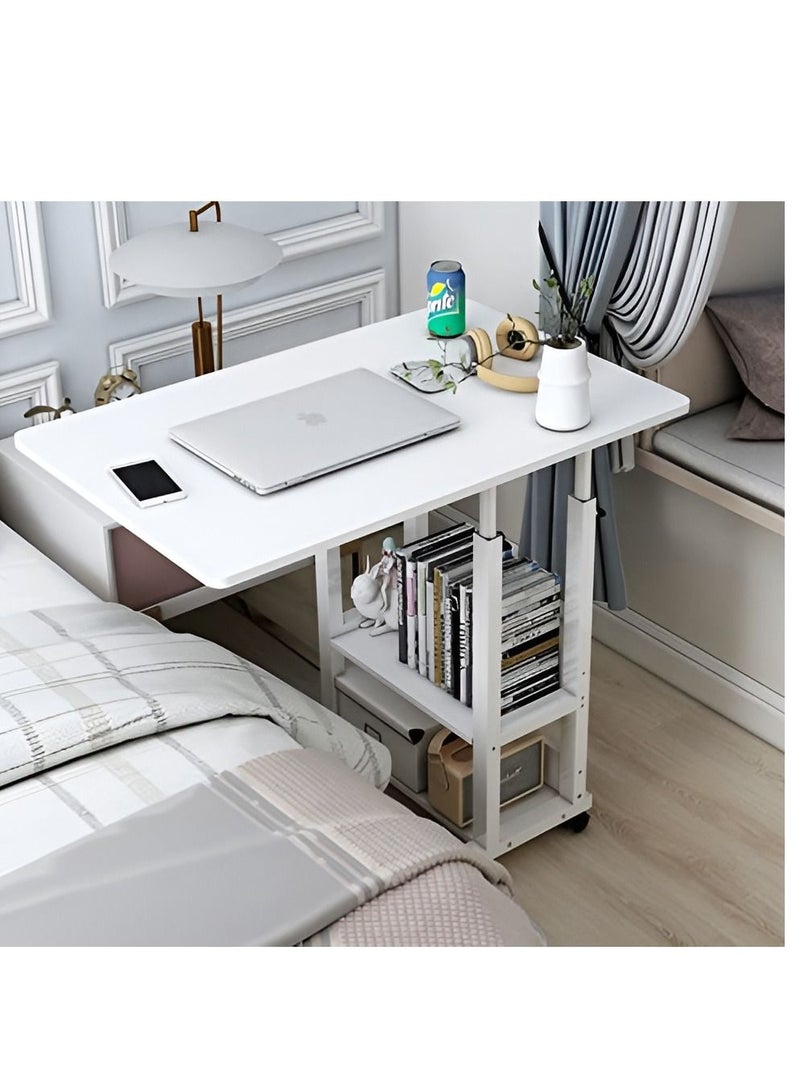 زويهاو طاولة جانبية متحركة بارتفاع قابل للتعديل للطاولة الجانبية للكمبيوتر المحمول عربة دوارة على شكل حرف C صينية تلفزيون مع أرفف تخزين لأريكة الأريكة - Image 1