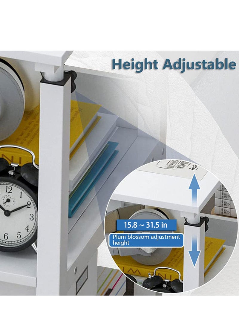 زويهاو طاولة جانبية متحركة بارتفاع قابل للتعديل للطاولة الجانبية للكمبيوتر المحمول عربة دوارة على شكل حرف C صينية تلفزيون مع أرفف تخزين لأريكة الأريكة - Image 2