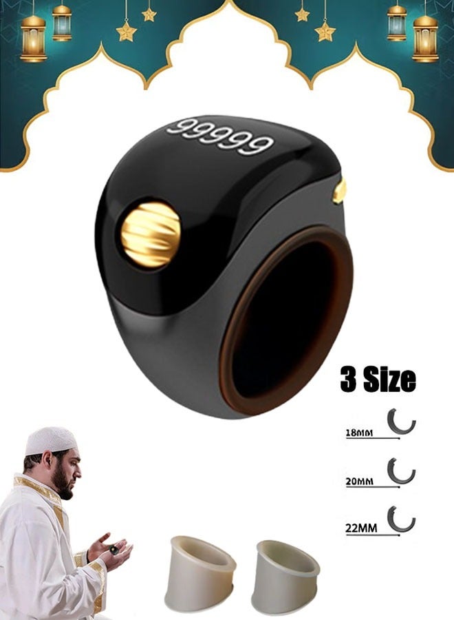 Roller Smart Counter Muslim Electronic Rosary Adjustable Prayer Counter Rechargeable Waterproof Technology Ring Islamic Zikr for Qibla Meditation Prayers/18/20/22mm  - Image 1