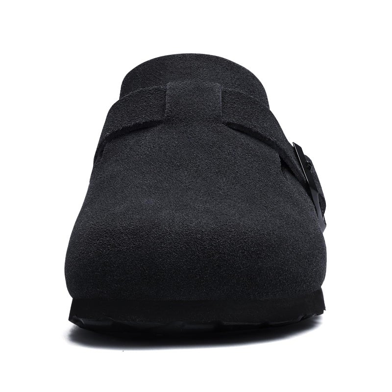 Asgard Genuine Suede Clogs for Women Men Leather Mules Arch Support Potato Shoes with Comfort Cork Footbed Black 43 - Image 4