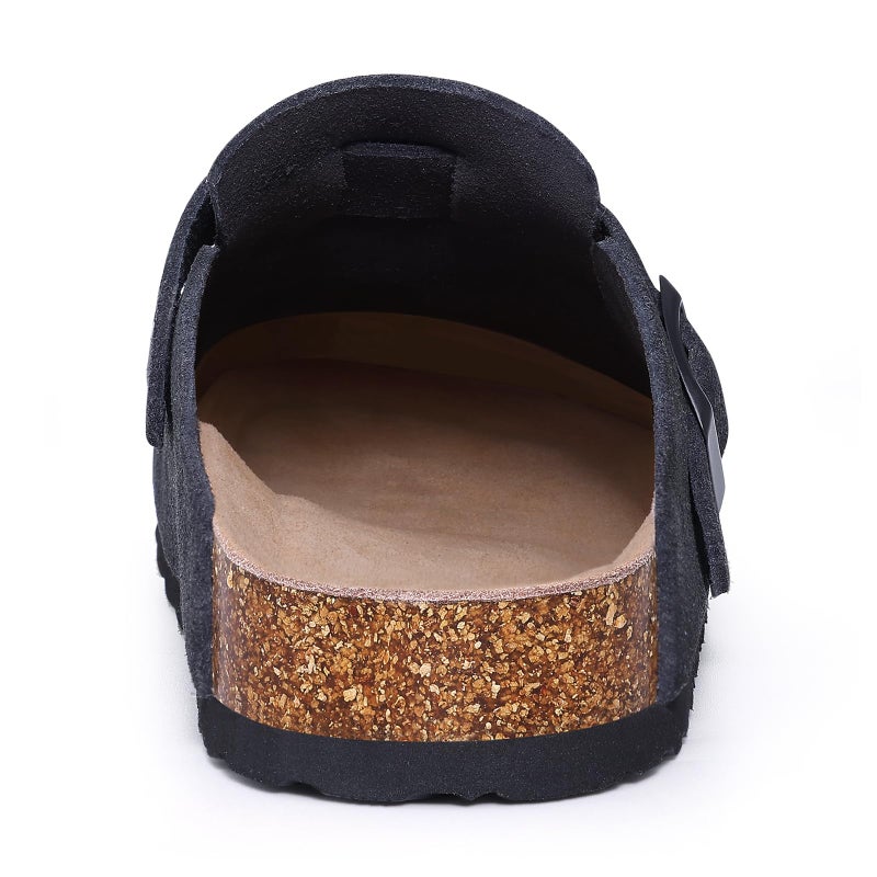 Asgard Genuine Suede Clogs for Women Men Leather Mules Arch Support Potato Shoes with Comfort Cork Footbed Black 43 - Image 5
