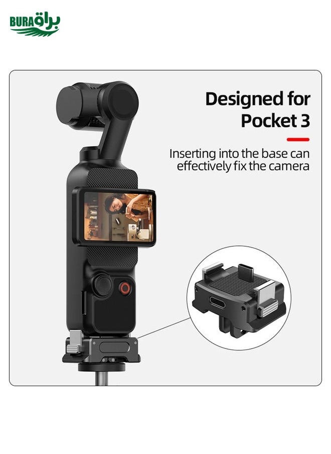 BURAQ For DJI OSMO Pocket 3 Camera Charging Base Quick Release Mount Adapter With 1/4 Inch Hole, Spec: With Tripod  - Image 5