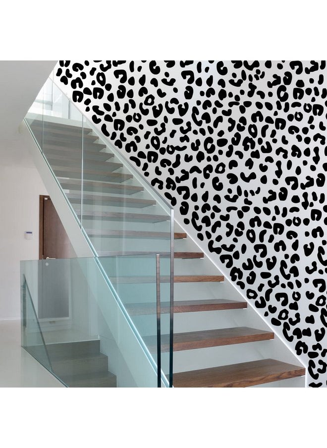 Outus - Outus 4 Sheets Leopard Print Wall Decal Black Leopard Spot Wall Stickers Vinyl Animal Print Pattern DIY Removable Peel and Stick Wallpaper for Nursery Car Door Home Decoration(Black) - Image 1