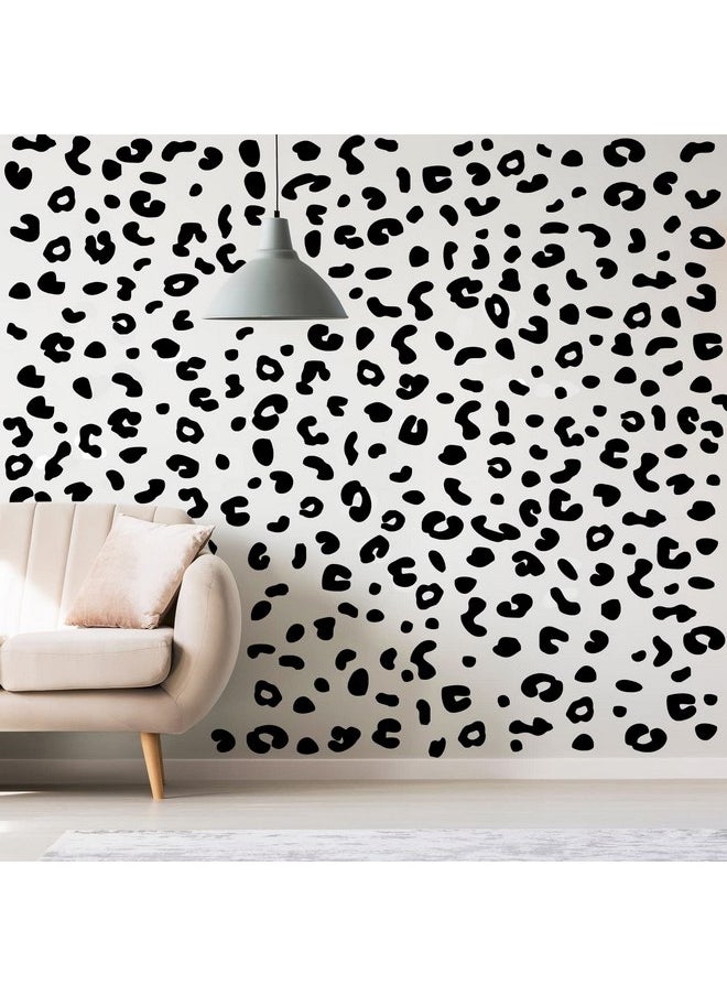 Outus - Outus 4 Sheets Leopard Print Wall Decal Black Leopard Spot Wall Stickers Vinyl Animal Print Pattern DIY Removable Peel and Stick Wallpaper for Nursery Car Door Home Decoration(Black) - Image 1