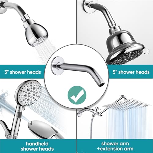Cobbe Shower Arm with Flange and Teflon Tape, 6-Inches Wall Mounted Shower Pipe Arm Extension for Fixed Shower Head, Matte Black - Image 4