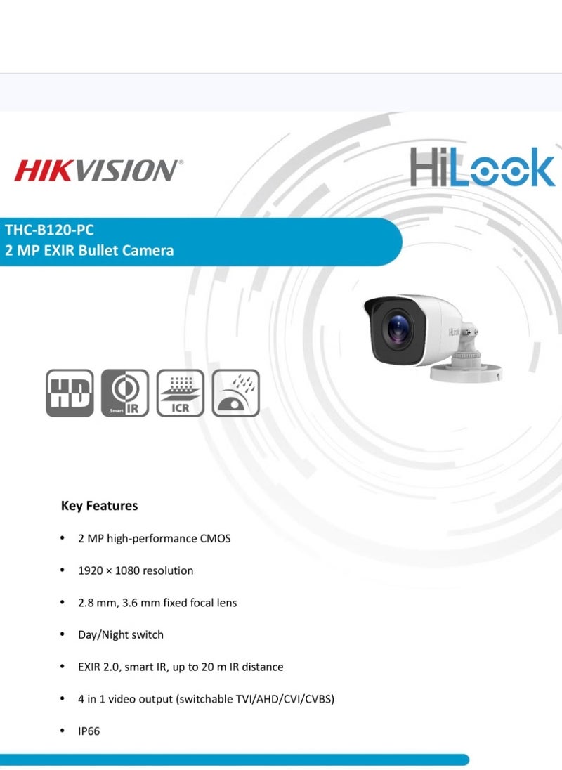كاميرا مراقبة خارجية Hilook 2MP , 1080p , 3.6mm