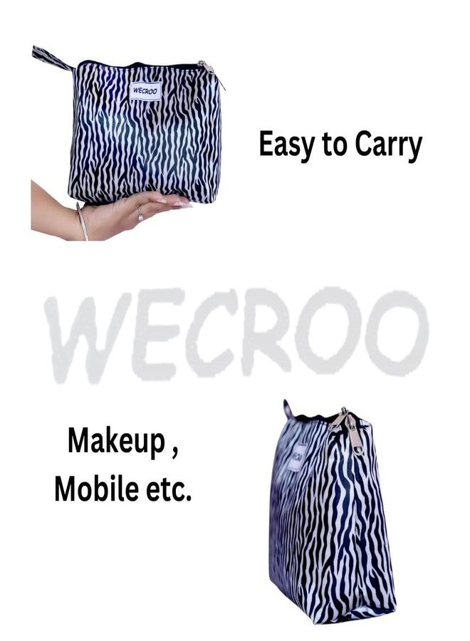 WECROO Zebra Print Insulated Lunch Bag Set for Women & Girls – Reusable Lunch Tote with Matching Zipper Pouch, Lightweight Travel & Office Lunch Bag (Black) - Image 3