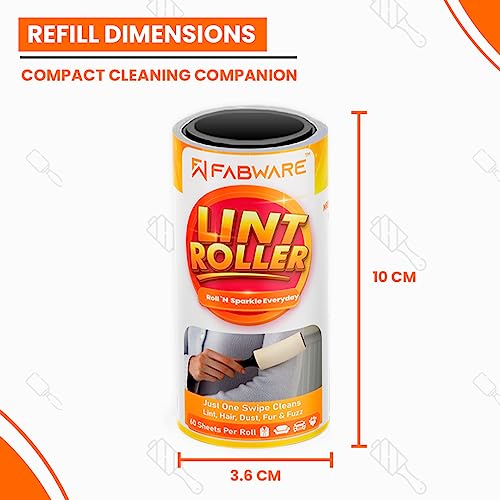 FABWARE Lint Remover Rolls for Clothes Sticky |Lint Roller Refills for Furniture Wool Fur Coat Car Seats Fabric Dust Cleaner Pet Hair Remover 4 Refills | 240 Sheets Only |No Handles - Image 2