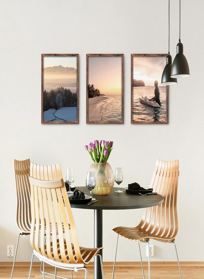 Fisnish 10x14 Picture Frame, for Wall Mounting Display Horizontally or Vertically Hanging, Brown - Image 2
