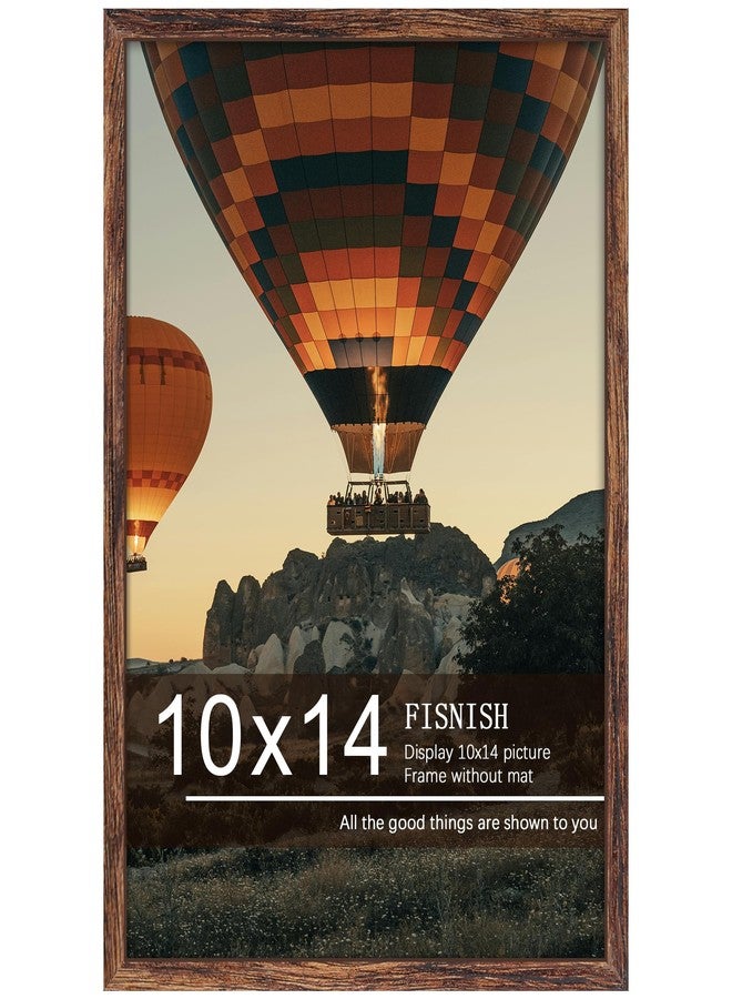 Fisnish 10x14 Picture Frame, for Wall Mounting Display Horizontally or Vertically Hanging, Brown - Image 1